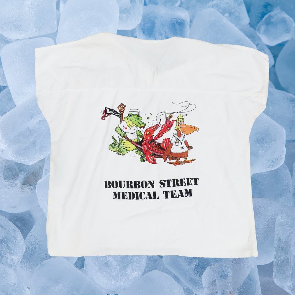 Vintage New Orleans Bourbon Street Medical Team Scrub Shirt Mens Large USA